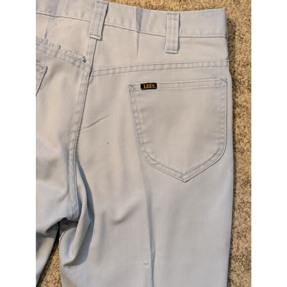 Vintage 1970s Baby Powder Blue Lee Pants 32x28 Distressed, Made In USA - Picture 14 of 16